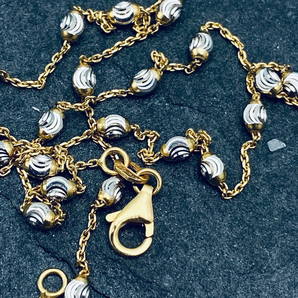14k solid yellow white gold delicate necklace - Picture 7 of 8